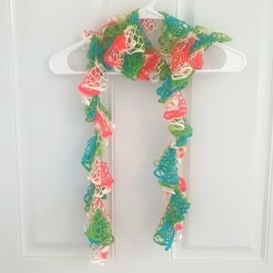 Hand made crochet scarf in bright neon colors, really good used condition